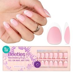 PRICES MAY VARY. Made with Pure Gel Material:Beetles' unique Soft Gel formula creates a nail tip that’s ultra-flexible around the cuticle, soft on the nail bed, yet tough at the free edge for long-lasting wear. This blend brings an authentic gel feel with comfort that stays with you. Pre-Designed Kit with a Fit for All:Available in 15 or 16 sizes (224 pcs), the kit has every size you need for 7 full manicures! With 14 pieces in each size and numbered from 0-15, finding your perfect fit is fast a Soft Gel Tips, Almond Press On Nails, French Tip Press On Nails, French Designs, Short Press On Nails, Gel Nail Tips, Nail Bed, Nail Tip, Gel Tips