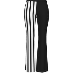 Up your style game with these super chic skinny flare pants! Crafted from soft and stretchy fabric, they offer a perfect fit for yoga, pilates, and dance. With the black and white striped pattern, these pants will add an edgy and trendy touch to your wardrobe. So why not try something new and stay comfortable while looking fabulous? The slim fit offers a flattering silhouette to make you look and feel your best. Get your pair today!    - The high waistline makes them a perfect choice for work we Chic Stretch Bottoms With Vertical Stripes, Trendy White Striped Pants, Trendy White Pants With Vertical Stripes, Trendy Striped Flare Pants, Fitted Black Pants With Vertical Stripes, Striped Stretch Flare Pants, Stretch Flare Striped Pants, Fitted Black Pants With Contrast Stripes, Fitted Striped Flare Pants