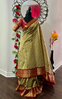 💥kanchipuram silk saree with rare color combinations with ready to wear work blouse that first to 34 to 46 Blouse is beautifully done with embroidery  beautiful combination  saree is done with fall pico and beautiful fancy tussels  work blouse ready to wear blouse 34 to 46 Katan Silk Saree With Dori Work, Festive Paithani Silk Pre-draped Saree With Resham Embroidery, Gold Self-design Dola Silk Pre-draped Saree, Gold Self-design Pre-draped Dola Silk Saree, Festivals Katan Silk Pre-draped Saree With Dori Work, Katan Silk Saree Set With Dori Work, Semi-stitched Tussar Silk Saree With Dori Work, Blouse Piece With Pallu In Dola Silk, Traditional Drape, Pre-draped Katan Silk Saree With Dori Work