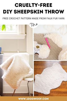 the instructions for how to make a faux sheepskin throw rug with free crochet pattern