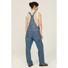 Blue denim (100% Cotton). Overalls. Pull on. 29" inseam. Imported. Relaxed Fit Medium Wash Denim Jumpsuit For Everyday, Everyday Medium Wash Relaxed Fit Denim Jumpsuit, Everyday Relaxed Fit Medium Wash Denim Jumpsuit, Everyday Denim Jumpsuit With Pockets, Utility Blue Denim Jumpsuit, Washed Blue Denim Jeans For Workwear, Blue Denim Utility Jumpsuit, Washed Blue Denim Jeans For Work, Blue Utility Jeans For Everyday