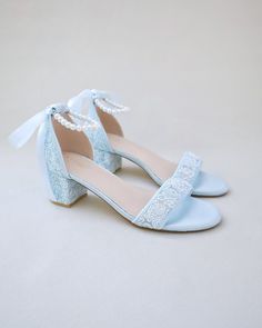 Light Blue Crochet Lace Block Heel Wedding Sandals With Pearl Ankle Strap Bridal Sandals, Bridesmaids Shoes, Women Sandals, Bridal Shoes - Etsy Light Blue Crochet, Bridesmaids Party, Flower Girl Shoes, Bridal Flats, Prom Date, Bridal Sandals, Blue Crochet, Bridesmaid Shoes, Wedding Sandals