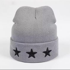 Woman’s Stylish Star Embroidered Black Beanie - Brand New Clothes Embroidery, Clothes Embroidery Diy, Embroidery Diy, Black Beanie, Grey Beanie, Embroidery On Clothes, Soul Eater, Cute Outfits, Women Accessories