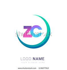 letter zc logo design with swooish and circle around it, suitable for use on