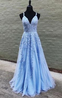 A Line Spaghetti Straps Appliques Long Blue Prom Dresses,Sexy Evening Dress on Storenvy Blue Lace Prom Dress, Light Blue Prom, Prom Dresses Long Blue, Glamouröse Outfits, Light Blue Prom Dress, Formal Bridesmaids Dresses, Blue Prom Dress, Senior Prom Dresses, 파티 드레스