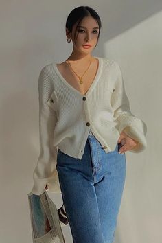 Item Type: Tops Material: Cotton Blend, Wool Pattern: Plain Neckline: V Neck Sleeve Length: Long Sleeve Color: White, Blue Size: One Size Size (CM): Length Bust Sleeve Shoulder One Size 46 96 50 50 Cozy V-neck Top With Buttons, V-neck Knit Cardigan For Day Out, Knit V-neck Cardigan For Day Out, Winter V-neck Cardigan For Day Out, Non-stretch V-neck Sweater For Layering, V-neck Knitted Cardigan For Day Out, Knitted V-neck Cardigan For Day Out, Soft Knit V-neck Cardigan For Day Out, V-neck Soft Knit Sweater For Day Out