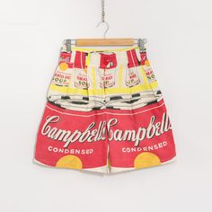 Unique hand-tailored women's shorts made of upcycled material - only one copy in the world - Campbell's Tomato Soup Cans pattern - super high waist - pleated - zip fly - materials: cotton SIZE: M MEASUREMENTS: waist circumference: 27.5 inches (70 cm) hips circumference: 45.5 inches (116 cm) rise: 13.5 inches (34 cm) length: 19 inches (48 cm) inseam: 6 inches (15 cm) The model is 5'9" (174 cm), measures 35-27-38 (90-69-96 cm) and typically wears clothing in size M Campbell's Tomato Soup, Fashion Shorts, Tomato Soup, Skorts, Short Outfits, High Fashion, Favorite Outfit, High Waist, Bathing Beauties