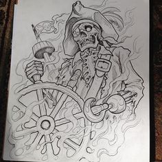 Pirates Ship Drawing, Pirate Drawing Sketches, Pirate Graffiti, Tattoo Portfolio Ideas Drawings, Skull Pirate Tattoo, Pirate Tattoo Sketch, Pirate Tattoo Design, Zee Tattoo, Pirate Drawing