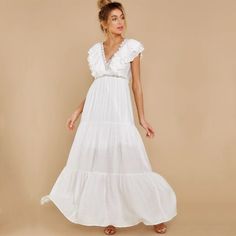 Boho Beach Hut Dresses Beach White Dress, Bohemian Style Clothing, Ruffle Maxi Dress, Boho Style Outfits, Boho Style Dresses, Moda Boho, Beach Maxi Dress, Dressy Dresses, Boho Maxi