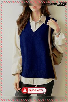 Women's Sweater Vest V Neck Ribbed Knit Acrylic Oversized Summer Fall Daily Going Out Weekend Stylish Casual Soft Sleeveless Solid Color Maillard Black Royal Blue Khaki One-size Blue Sleeveless Sweater Vest For Winter, Trendy Blue Sleeveless Sweater Vest, Oversized Sleeveless Sweater Vest For Winter, Trendy Blue Sleeveless Sweater, Trendy Sleeveless Blue Sweater, Blue Sleeveless Casual Sweater, Blue V-neck Tank Top For Fall, Blue Vest-style Sweater For Fall, Blue Vest Sweater For Fall