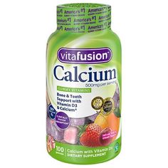 Indulge in a delicious calcium treat. A fusion of essential nutrients and natural fruit and cream flavors, two vitafusion Calcium gummies provide an excellent source of calcium and vitamin D. Each serving supports bone health with 500 mg of calcium and 25 mcg (1,000 IU) of Vitamin D. [1] Each serving has as much calcium as two 6 oz. glasses of milk. Natural Fruit and Cream Flavors. Gluten Free. [1] These statements have not been evaluated by the Food and Drug Administration. This product is not Vitamin Brands, Core Exercise, Fruit Cream, Calcium Supplements, Well Balanced Diet, Sciatic Nerve, Carrot Juice