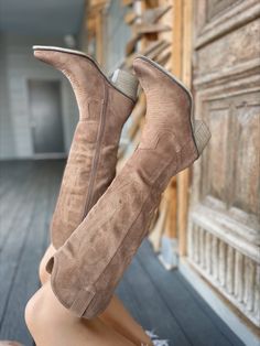 Taupe suede western boots featuring a pointed, block heel, and side zipper closure. 2.5" heel Run true to size Luxury Snip Toe Cowboy Boots For Spring, Stylish Boots Western, Luxury Plain Toe Boots For Rodeo, Luxury Snip Toe Boots For Rodeo, Wholesale Distributors For Western Boots, Western Boots For Women Nordstrom, Western Shoes Boots, Luxury Western Suede Heeled Boots, Luxury Western Style Boots Medium Width