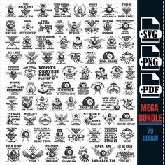 the mega bundle includes 75 different logos, including an image of baseball bats and other sports related