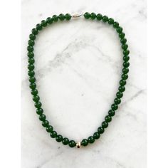 Natural Jade Green Ladies Beaded Necklace Size: One Size Color: Green Condition: New, Brandnew Details & Care: 14kt Clasp Front 14kt Ball Natural Jade Beads All Same Size Hook Closure Minimal Packaging Contact Us To Validate The Availability Of This Item Before Purchasing Tags: #Naturaljadenecklace #Forgifts #Beadednecklace #Forvalentines #Ladiesbeadednecklace #Accessories #Forwomen Classic Green Gemstone Beads Necklace, Classic Jade Necklaces With Round Beads, Classic Jade Necklace With Round Beads, Elegant Hand-strung Rondelle Beaded Necklaces, Classic Single Strand Rondelle Beaded Necklaces, Elegant Hand-strung Green Emerald Necklace, Classic Single Strand Rondelle Beaded Necklace, Elegant Green Hand-strung Emerald Necklace, Classic Green Single Strand Necklace