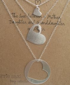 Generations necklace set grandmother mother by carriesaxl on Etsy Handmade Double Heart Jewelry For Anniversary, Handmade Double Heart Necklaces For Anniversary, Handmade Open Heart Jewelry For Anniversary, Customizable Double Heart Jewelry Gift, Customizable Open Heart Jewelry As A Gift, Customizable Open Heart Jewelry For Gifts, Customizable Open Heart Jewelry Gift, Handmade Open Heart Jewelry As Gift For Mom, Handmade Open Heart Jewelry For Mom