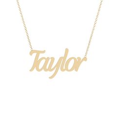 Taylor - Gold Name Necklace Solid 14K gold necklace with a 16 inch 14K gold chain. * 8mm/ 0.31inch height for the capital letter, 5mm/0.19685 inch for the lower case. Art Nouveau Engagement Ring, Nature Engagement Ring, Flower Engagement Ring, Types Of Gold, White Diamond Ring, Gold Name Necklace, 14k Gold Necklace, Rose Engagement Ring, Lower Case