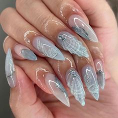 45769856450777 Fake Nails Long, Nagel Tips, Almond Shape Nails, Mermaid Nails, Blue Nail Designs, Vacation Nails, Blue Nail, Nagel Inspo, Stick On Nails