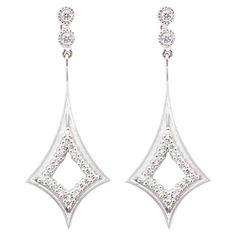 Vintage Style White Gold Earrings for women 44x Brilliant Cut Diamonds weighing approx. 0.63ct 18kt White Gold 3.86 grams. Sizes: 3.5cm long and 1.4cm wide Brand New Item : Ref.D361165SP Gold Earrings For Women, Earrings In Gold, White Gold Earrings, Diamond Gold, Brilliant Cut Diamond, Earrings For Women, Gold Diamond, Jewelry Earrings Dangle, Women's Earrings