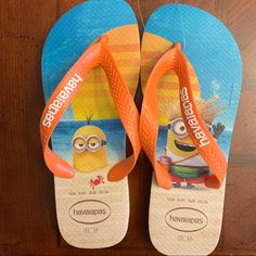 Brand New Without Tags Havianas Minion Flip Flops Non-slip Fun Style Flip Flops, Fun Non-slip Round Toe Flip Flops, Fun Non-slip Slip-on Flip Flops, Playful Slip-on Flip Flops For The Beach, Non-slip Playful Flat Flip Flops, Playful Non-slip Flat Flip Flops, Non-slip Fun Flip Flops For Swimming, Fun Non-slip Flip Flops For Swimming, Fun Round Toe Beach Slippers