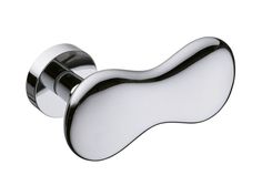 a chrome door handle on a white background