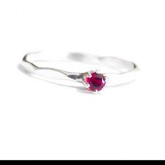 Genuine 3mm Pink Ruby Ring., Is Set On A 6 Prong Setting On Top Of A Faceted Band Made Entirely Of 9.25 Sterling Silver. Birthstone Jewelry Stacking, Stackable Ring Hammered, Handmade Red Birthstone Promise Ring With Round Band, Red Sterling Silver Rings With Round Cut, Sterling Silver Red Ruby Promise Ring, Sterling Silver Jewelry With Red Birthstone, Red Sterling Silver Jewelry With Birthstone, Classic Red Sterling Silver Birthstone Ring, Classic Red Birthstone Ring In Sterling Silver, Sterling Silver Ruby Ring For Promise, Sterling Silver Ruby Ring With Round Cut For Promise