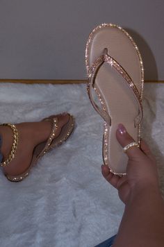 Haiti - Embellished Thong Style Flat Sandals – ONLINE CUTE SHOES Pretty Sandals, Sandals Outfit, Girly Shoes, Rhinestone Trim, Cute Sandals, Fashion Sandals, Fashion Industry, Pretty Shoes, Shoe Game