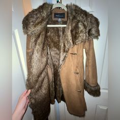 Moda International Faux Fur Coat In Brown. Size Xs. Worn Once Or Twice..Like Brand New. Very Warm! Fitted Faux Fur Outerwear For Cold Weather, Fitted Fur Coat For Cold Fall Weather, Brown Fitted Faux Fur Outerwear, Casual Fitted Fur Coat With Faux Fur Trim, Faux Fur Coat, Fur Coat, Faux Fur, Jackets For Women, Jackets & Coats