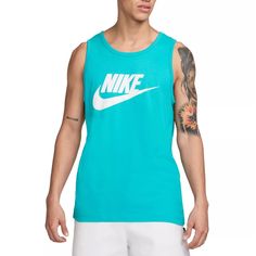 New With Tags! Size: Large Color: Dusty Cactus (Blue/Turquoise) Hit The Weight Room Or The Beach In This Classic Look From Nike Sportswear, A Soft Jersey Tank Top Emblazoned With A Large Logo. Imported Crewneck Logo At Front All Cotton All Offers & Questions Welcome! Blue Summer Gym T-shirt, Casual Green Nike Activewear, Blue Sportswear Top For Summer, Summer Gym Tops With Logo Print, Summer Gym Top With Logo Print, Blue Summer Activewear For Streetwear, Blue Summer Sportswear Tops, Moisture-wicking Cotton Blue Tank Top, Blue Cotton Athleisure Tank Top