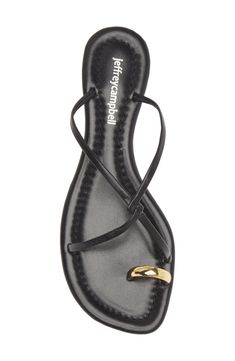 A metallic toe loop and interlocking vamp straps create contemporary allure on a leather slide sandal that will complement your trendsetting style. Flat sole Leather upper and lining/synthetic sole Imported Watermelon Outfit, Sandals Flat, Leather Slide Sandals, Clothing Inspiration, Womens Sandals Flat, Leather Slides, Sandal Women, Jeffrey Campbell, Flat Sandals