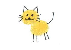 a drawing of a yellow cat with its eyes closed