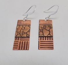 "Awesome mixed metal earrings . The size is 1\" by 1/2\" . All my jewelry come in a nice gift box. More steampunk earrings in my shop" Etched Jewelry, Cloisonne Enamel Jewelry, Metal Ideas, Dichroic Glass Earrings, Steampunk Earrings, Copper Jewelry Handmade, Sweet Earrings, Mixed Metal Earrings, Kailua Kona