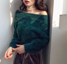 Chic Off Shoulder Sweater Teal Aesthetic, Wardrobe Revamp, Harajuku Clothes, Off Shoulder Fashion, Tony Moly, Off Shoulder Sweater, Aries Zodiac, Harajuku Fashion, Zodiac Facts