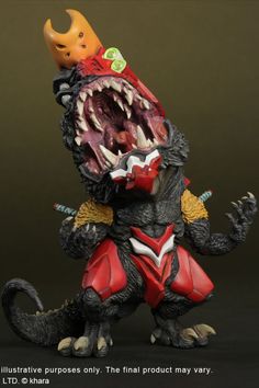 The deformed figure stands approximately 18 cm tall, depicting the beastly form of EVA-02 after its limiter is removed, combined with Godzilla's rocky skin, large dorsal fins, a long tail extending from its body, and a roaring pose that brings the fierce character to life. Genesis Evangelion, Neon Genesis, Real Style, Figure Model, Beast Mode