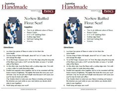 the instructions for how to sew a handmade no sew ruffled piece scarf