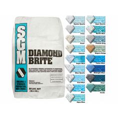 diamond brite sand is shown in the color blue and white, with different colors