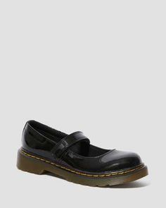 JUNIOR MACCY PATENT LEATHER MARY JANE SHOES | Dr. Martens Official Classic Patent Leather Mary Janes With Closed Toe, Patent Leather Mary Janes For Work With Round Toe, Patent Leather Mary Jane Shoes, Leather Mary Jane Shoes, Martens Style, Shoes Dr Martens, Black Dr Martens, Jane Shoes, Leather Mary Janes