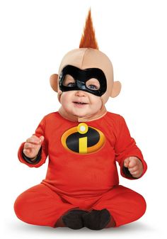 a baby dressed up as the incredible spider - man is sitting in front of a white background