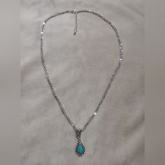 Lovely & Classy Vintage Style Turquoise Pendant Necklace Double Chain Silver Tone New Item Teal Necklace, Classy Vintage, Turquoise Pendant Necklace, Chain Silver, Double Chain, Turquoise Pendant, New Item, Turquoise Jewelry, Turquoise Blue