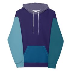 This comfy unisex hoodie has a soft outside with a vibrant print and an even softer brushed fleece inside. The hoodie has a relaxed fit, and it's perfect for wrapping yourself into on a chilly evening.  * 70% polyester, 27% cotton, 3% elastane * Fabric weight: 8.85 oz/yd² (300 g/m²) * Soft cotton-feel fabric face * Brushed fleece fabric inside * Double-lined hood with design on both sides * Unisex style * Comes with drawstrings * Overlock seams * Blank product components in Mexico sourced from Poland and Mexico * Blank product components in the EU sourced from China and Poland Multi Colored Hoodie, Multicolor Hoodie With Kangaroo Pocket For Streetwear, Casual Blue Color Block Hoodie, Sporty Color Block Hoodie, Fleece Color Block Hoodie, Fleece Hooded Color Block Hoodie, Color Block Fleece Hoodie, Color Block Hooded Fleece Sweatshirt, Hooded Color Block Fleece Sweatshirt