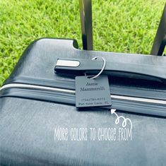 "Travel with style and personal flair with our Personalized Luggage Tags! Our bag tags are the perfect travel gift for vacation, business travel or girls trip getaway. With its sleek design and personalized details, you'll never lose your luggage again. Add your name, address, or contact information for easy identification on your travels. 📌 Luggage Tag (Listing is for One) Made of acrylic cut with our laser machine. Each tag measures approximately 2\"x2\" with a 1/8\" thickness. Each tag does Black Luggage Tag With Luggage Sleeve For Travel, Modern Rectangular Luggage Tag For Travel, Modern Black Luggage Tag For Everyday Use, Modern Black Luggage Tag, Black Rectangular Luggage Tag For Travel, Personalized Rectangular Luggage Tag For Weekend Trips, Black Rectangular Luggage Tag For Weekend Trips, Black Rectangular Luggage Tag For School, Personalized Black Luggage Tag For Travel