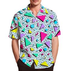 PRICES MAY VARY. 95% Polyester, 5% Spandex Imported Button closure Machine Wash 【 High-Quality 90s 80s Shirts】- The 90s outfit for men are made of 95% polyester and 5% spandex. Stitching neatly and with exquisite Hawaiianmanship, spread collar, and a lightweight, soft, breathable, quick dry and straight fit design, you are assured to wear comfortably for all day long. 【Mens Hawaiian Shirts Size】- Our mens 80s outfit button up shirts short sleeve are made based on USA standard size. Please refer White Retro Hawaiian Shirt For Summer, Retro White Hawaiian Shirt For Summer, Retro Collared Hawaiian Summer Shirt, Retro Collared Hawaiian Shirt For Summer, Casual Retro Print Hawaiian Shirt For Summer, Casual Hawaiian Shirt With Retro Print For Summer, Fun Multicolor Hawaiian Shirt For Summer, Casual Summer Hawaiian Shirt With Retro Print, Summer Retro Print Camp Shirt