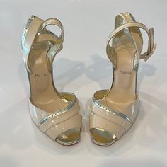 I Bought These For My Wedding But Ended Up Barefoot On The Beach. I Have Tried Them On Indoors But They Have Not Been Worn Outside. The Box Is From A Different Pair Or Louboutins But I Thought I’d Go Ahead And Throw It In With The Shoes Please Know Your Size! Louboutin Run Small! Shoes Louboutin, Louboutin High Heels, Cute Heels, Outside The Box, Go Ahead, My Wedding, Christian Louboutin Shoes, Shoes Women Heels, Christian Louboutin