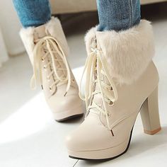 Product ID: JW3209 
 Material: PU 
 Color: White, Black, Pink, Apricot 
 Heel Height: 9.5 cm 
 Platform Height: 2.5 cm 
 Size Info: 
 US 5 / EU 35 / UK 3 
 US 6 / EU 36 / UK 3.5 
 US 6.5 / EU 37 / UK 4 
 US 7.55 / EU 38 / UK 5 
 US 8.5 / EU 39 / UK 6 
 US 9 / EU 40 / UK 6.5 
 US 9.5 / EU 41 / UK 7 
 US 10 / EU 42 / UK 7.5 
 US 10.5 / EU 43 / UK 8 www.ccovv.com Fluffy Heels, Kasut Wanita, Cute High Heels, Basket Style, Cute Shoes Heels, Kawaii Shoes, Lace Up High Heels, Heels Classy, Fancy Shoes