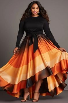 Xpluswear Design Plus Size Formal Black Argyle Round Neck Long Sleeve High Low Hem Maxi Dresses - Xpluswear Mother Of Bride Dresses Fall, Semi Formal Plus Size Dresses, Black And Gray Outfits, Plus Size Formal Dresses For Wedding, Fall Plus Size Fashion, Dresses For Curvy Women, Gowns For Wedding, Dresses For Plus Size Women, Flattering Plus Size Dresses