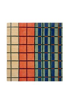 three rugs with different colors and patterns on the same flooring material, one in orange, green, blue, and beige