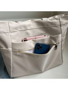 Women Multifunctional Pouch Tote Bag, Lightweight And Foldable Shoulder Bag, Crossbody Bag, Office Briefcase, Large Capacity Shopping Bag Beige Fashionable   Polyamide Colorblock,Plain Shoulder Tote Bag   Women Bags, size features are:Bust: ,Length: ,Sleeve Length: Travel Shoulder Bag With Mobile Phone Holder, Solid Color Shoulder Travel Bag For Daily Use, Casual Square Shoulder Bag For Outdoor, Multifunctional Solid Bag With Zipper Closure, Solid Color Travel Bag With Zipper For Daily Use, Travel Bag With Zipper Closure For Everyday Use, Solid Travel Bag With Zipper Closure For Daily Use, Multifunctional Shoulder Bag With Cell Phone Pocket, Backpack Canvas Bag For Mobile Phone Travel