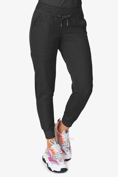 Our Ava Therese Smile Face 6-Pocket Jogger Pants may be the most fun joggers ever! With these wonderful colors and smile face waistband you will stand out from the crowd. Plus talk about functional, plenty of pockets and rib-knit details complete the awesomeness. Zavate Ava Therese is made for the toughest work days in Synergy 4-way stretch. Complete with moisture wicking tech, our styles don t stop with modern looks, they re functional and high-performing.. Zavate Ava Therese Women's 6-Pocket S Sports Bottoms With Pockets And 5-inch Inseam, Black Pants With 5-inch Inseam And Elastic Waistband, Fitted Black Bottoms With Functional Pockets, Athleisure Full Length Pants With Pockets, Fitted Black Pants With Functional Pockets, Full Length Athleisure Pants With Pockets, Stretch Black Bottoms With Functional Pockets, Black Stretch Bottoms With Functional Pockets, Stretch Pants With Functional Pockets