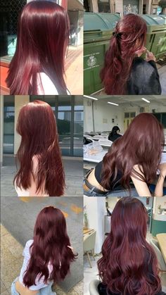 Hair Color Ideas Wine Red, Red No Bleach Hair, Non Bleached Hair Colour, Cassis Pink Hair, Red Purple Hair Color, Hair Colour Without Bleach, Wine Color Hair, Cherry Wine Hair Color, Red Wine Hair Color