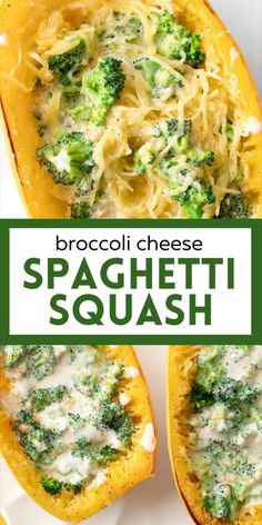 broccoli cheese spaghetti squash is an easy and delicious side dish