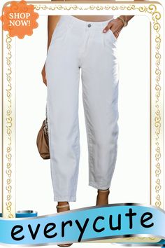 White Solid High Waist Casual Pants White Solid, Bottoms Pants, Casual Pants, Womens Bottoms, High Waist, Pants For Women, High Waisted, Pants, White